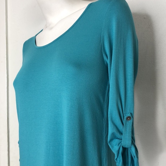 J. Jill Wearever Collection Roll Tab Sleeve Scoop Neck Knit Tunic Top S Petite - Picture 2 of 10